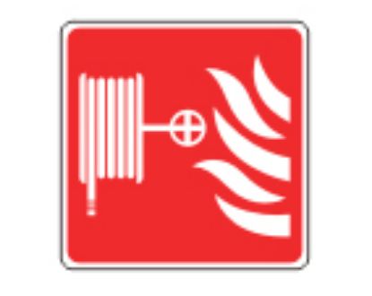 Sign - Fire Hose Point Self Adhesive Vinyl 10 x 10cm White On Red