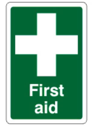 Sign - First Aid Self Adhesive Vinyl 20 x 30cm White On Green