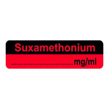 Labels Syringe Medilabel - Suxamethonium mg/ml 1.5" x 1/2" x 400 Dispenser