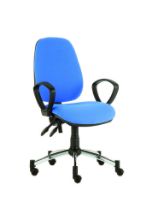 Chair Solitaire High Back Consultation With Arms Chrome Base Inter/Vene Upholstery Sky Blue