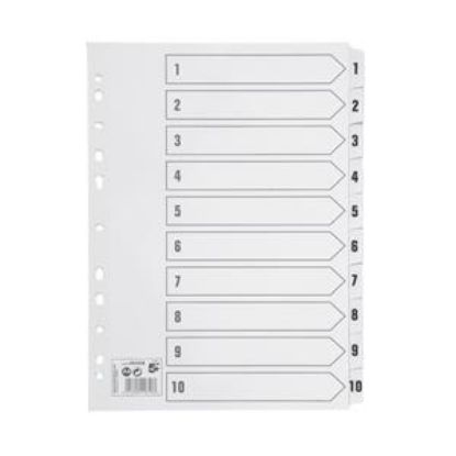 Divider Subject (Q-Connect) A4 White Reinforced Board Clear Tabbed Multi-Punched 1-10 x 1