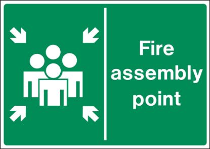 Sign - Assembly Point Self Adhesive Vinyl 30 x 40cm White On Green