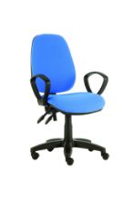 Chair Solitaire High Back Consultation With Arms Black Base Anti-Bacterial Vinyl Upholstery Mid Blue