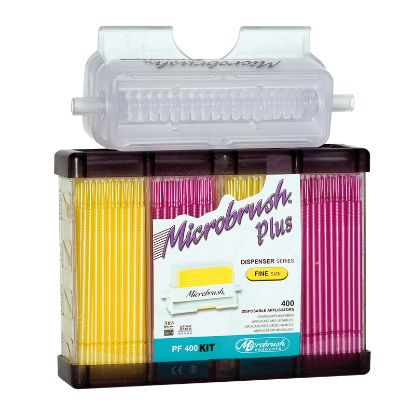 Micro Application Brushes (Microbrush) Plus Fine Yellow/Pink + Dispenser x 400