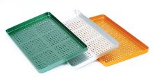 Instrument Tray (Unodent) 284 x 183mmx18mm Alluminium Perforated Autoclavable Blue