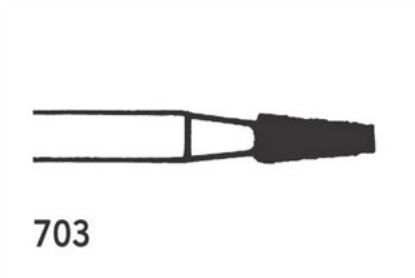 Bur Steel (Unodent) Taper Fissure Ra No.703 Iso 021 x 6