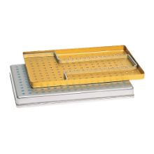 Instrument Tray (Nichrominox) 28 x 18cm Perforated Red