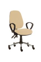 Chair Solitaire High Back Consultation With Arms Chrome Base Inter/Vene Upholstery Beige