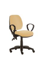Chair Solitaire Mid-Back Consultation With Arms Black Base Inter/Vene Anti-Bacterial Upholstery Beige