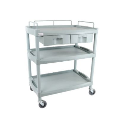 Trolley Clinical Dressing (Aspiration Life) Handy Large Tall Grey With 2 Drawers And Rails