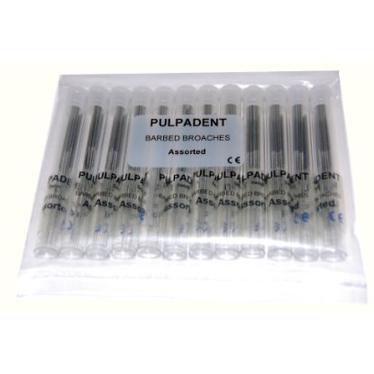 Barbed Broaches - Long (Pulpadent) 50mm x 12 - Various Coarses Available