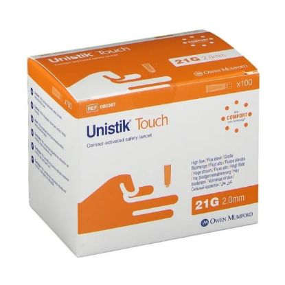 Lancet Contact Activated 21g 2mm Needle Orange x 100