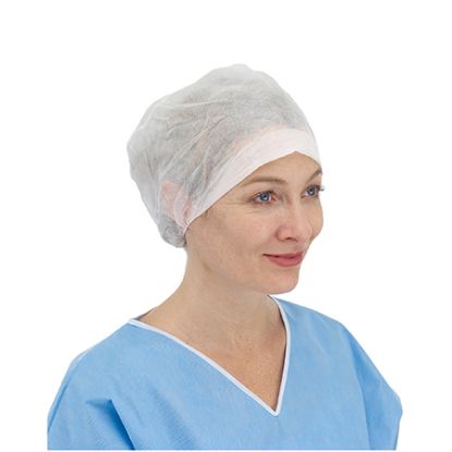 Cap Nurses Elasticated Back x 100 (White)