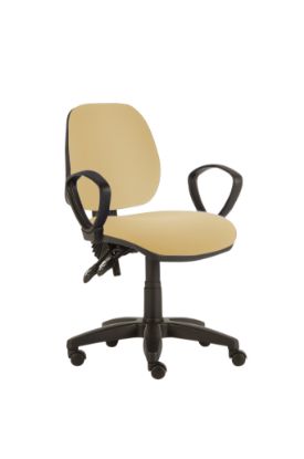 Solitaire Mid-Back Consultation Chair With Arms And Black Base - Intervene Upholstery - Various Colours Available