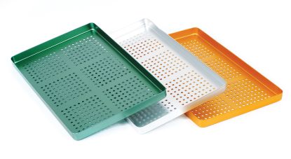 Instrument Trays - Perforated Aluminium (Unodent) Autoclavable 284 x 183mm (Various Colours Available)