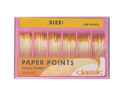 Colour Coded Paper Points (Unodent) x 500 - Various Sizes Available