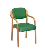 Chair Aurora Visitor With Arms Vinyl Anti-Bacterial Upholstery Green