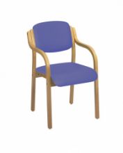 Chair Aurora Visitor With Arms Vinyl Anti-Bacterial Upholstery Mid Blue