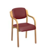 Chair Aurora Visitor With Arms Vinyl Anti-Bacterial Upholstery Red Wine