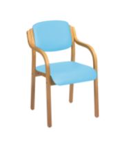 Chair Aurora Visitor With Arms Vinyl Anti-Bacterial Upholstery Sky Blue